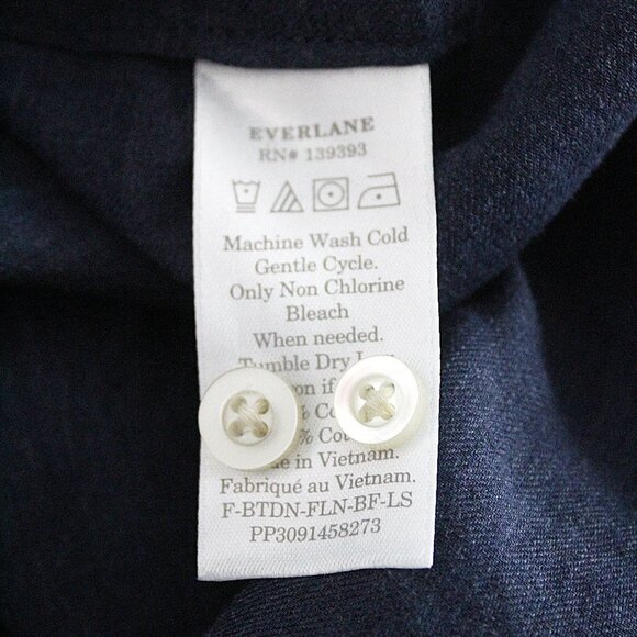 Everlane Button Down Long Sleeve Shirt Blue 00 - Picture 4 of 4